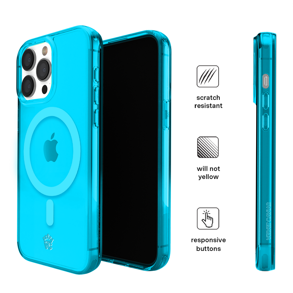 Neon Blue Clear iPhone Case