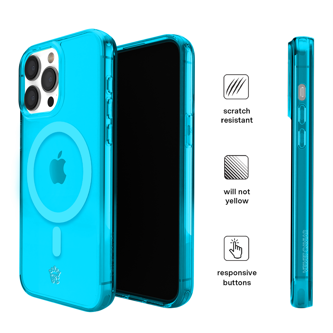 Neon Blue Clear iPhone Case