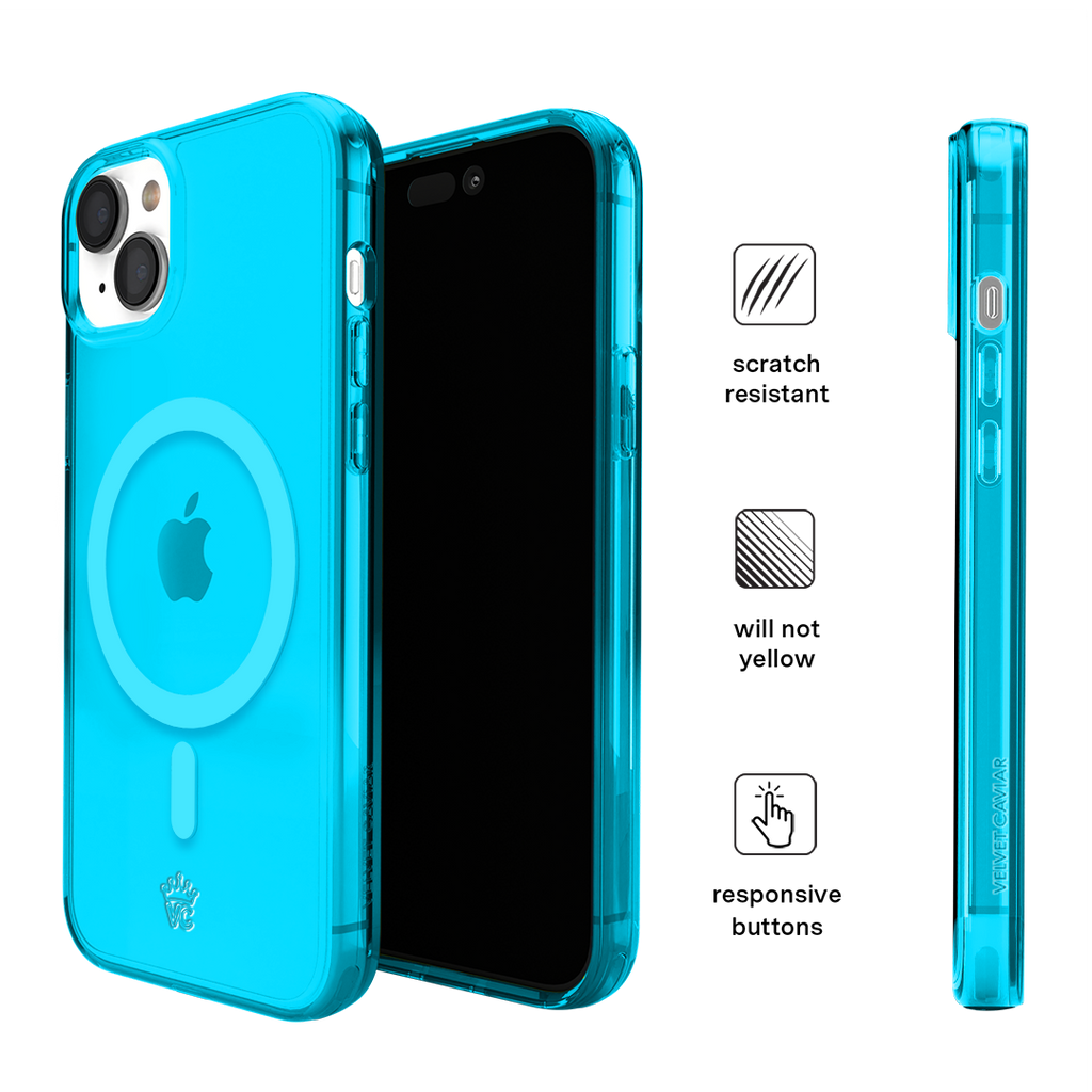 Neon Blue Clear iPhone Case