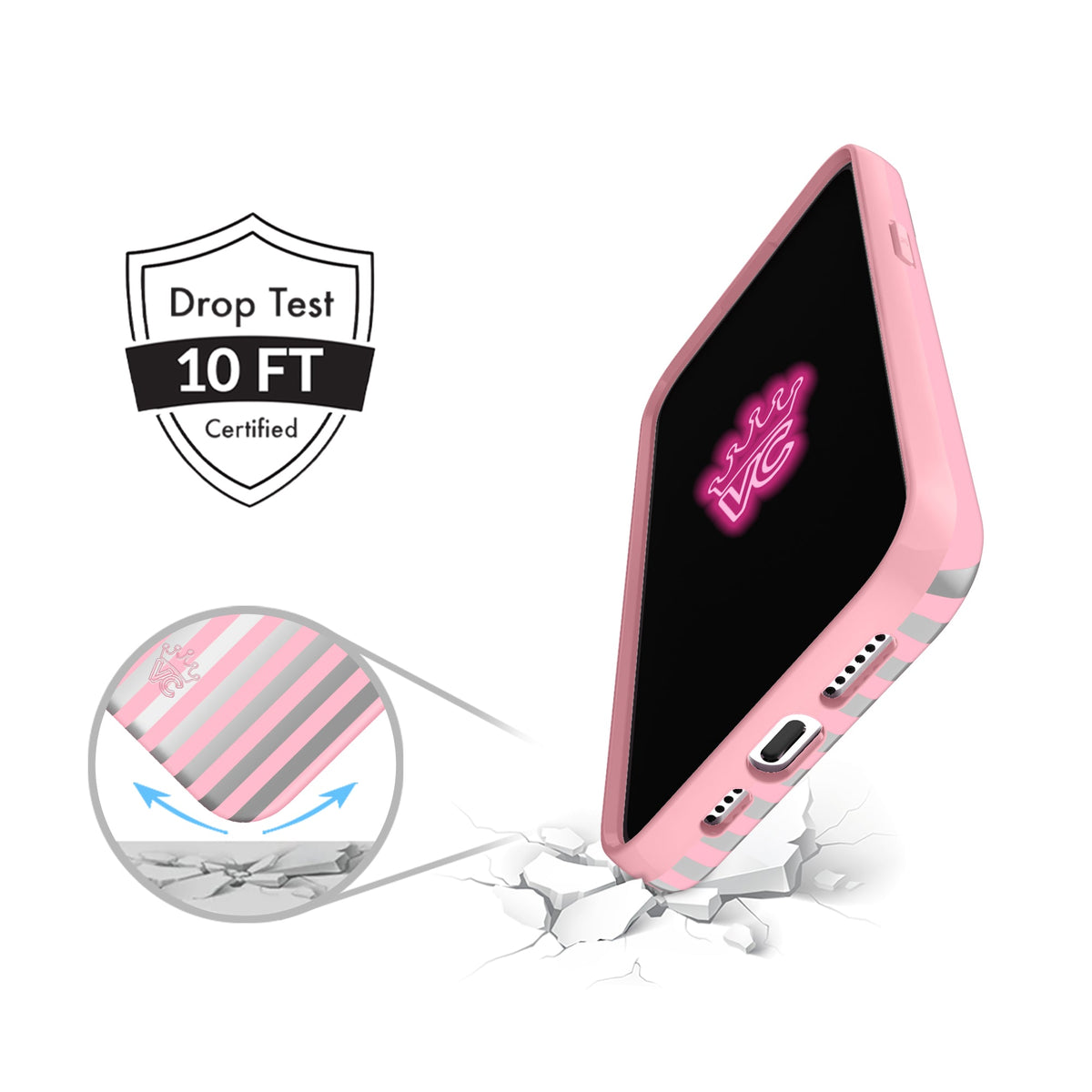 Pink Chrome Stripes iPhone Case