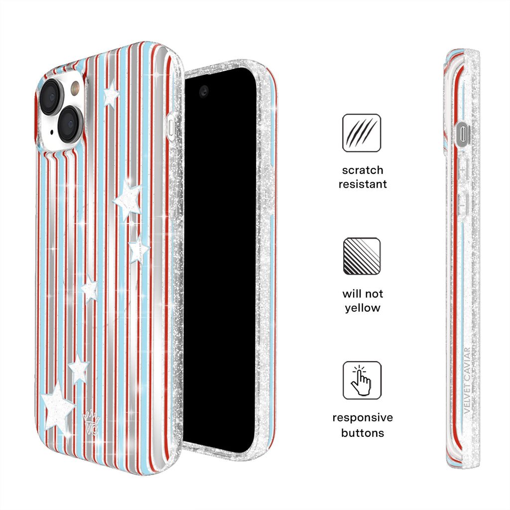 Stars & Stripes Glitter iPhone Case