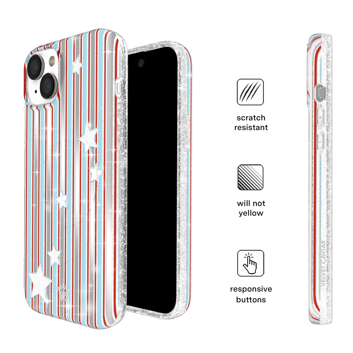 Stars & Stripes Glitter iPhone Case