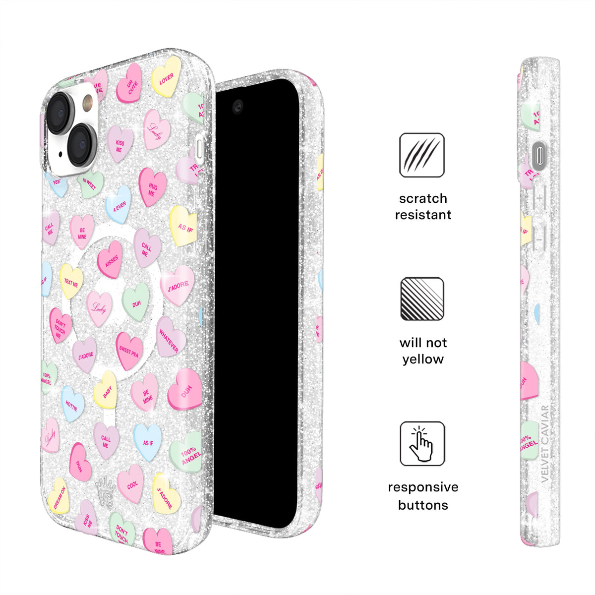 Sweet Hearts Glitter iPhone Case