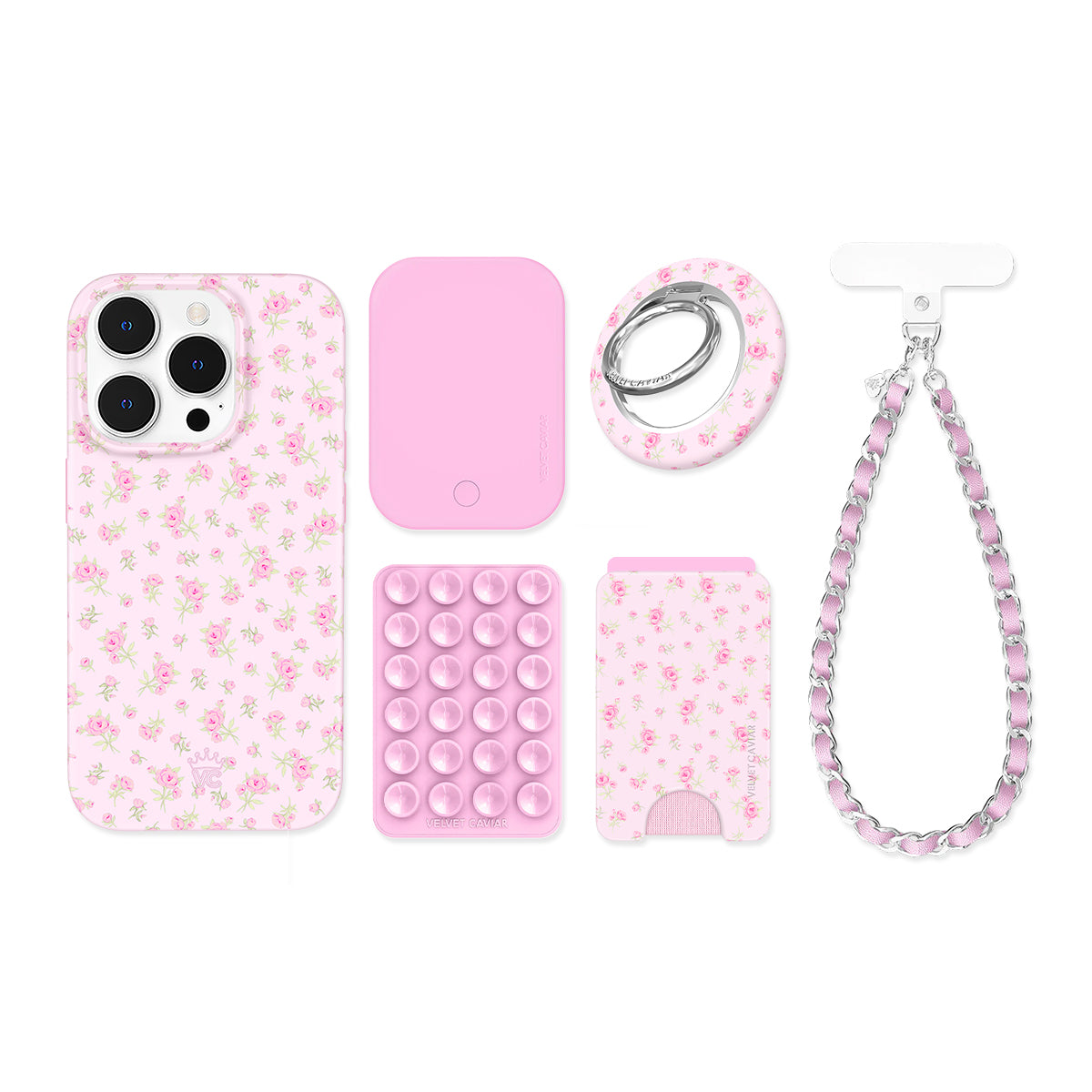 Dainty Pink Floral iPhone Bundle Set