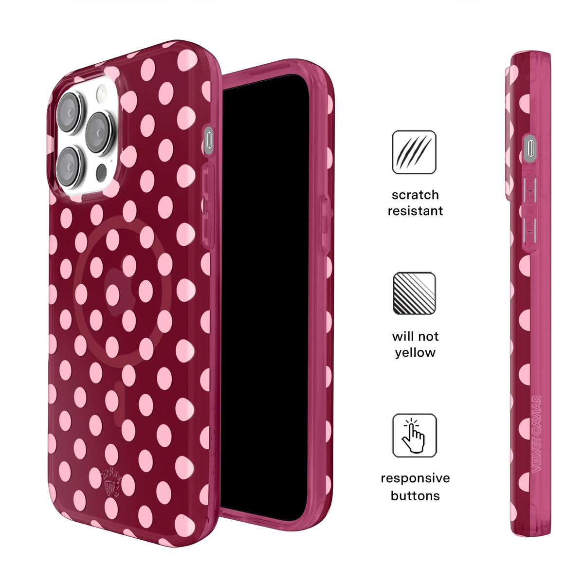 Raspberry Polka Dot iPhone Case