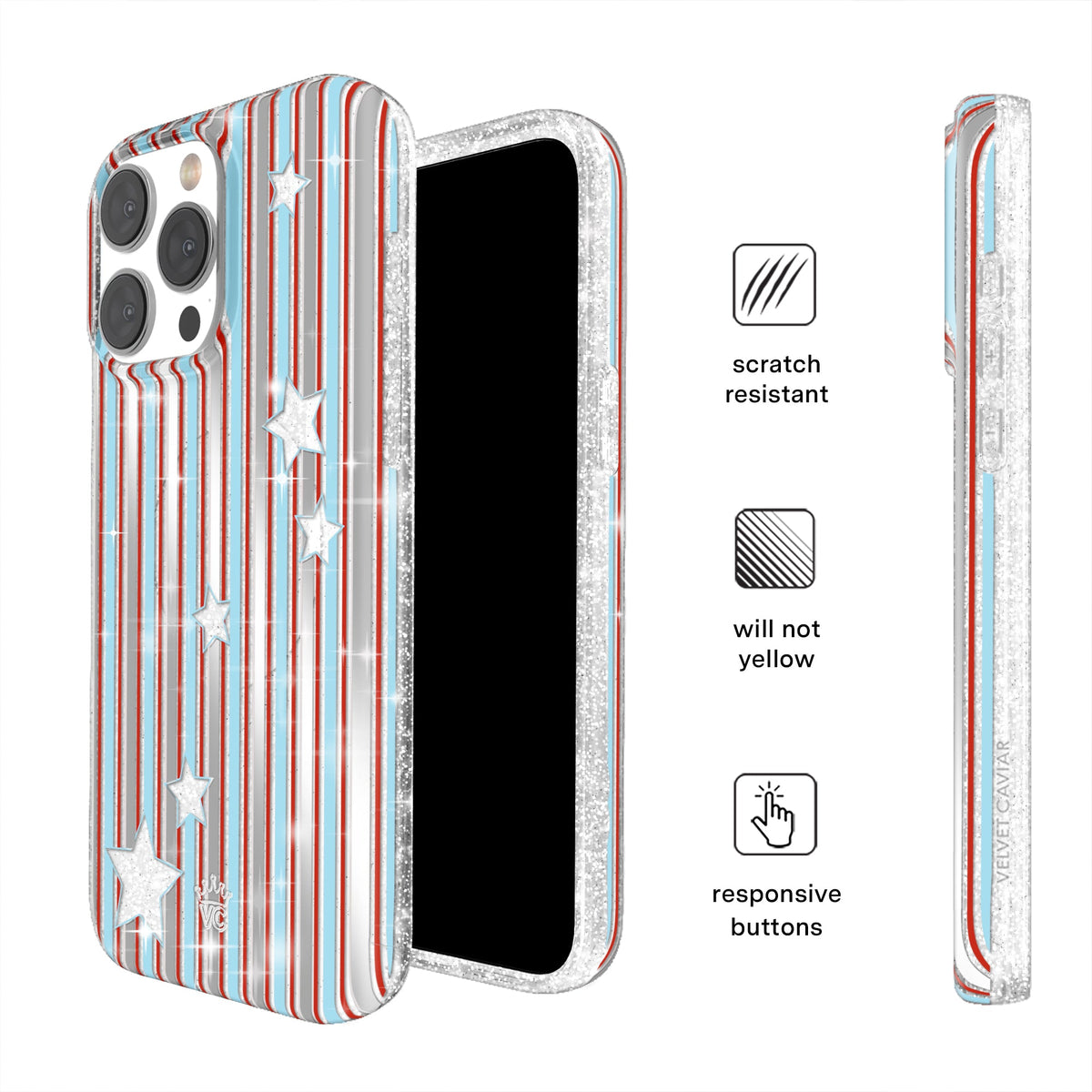 Stars & Stripes Glitter iPhone Case