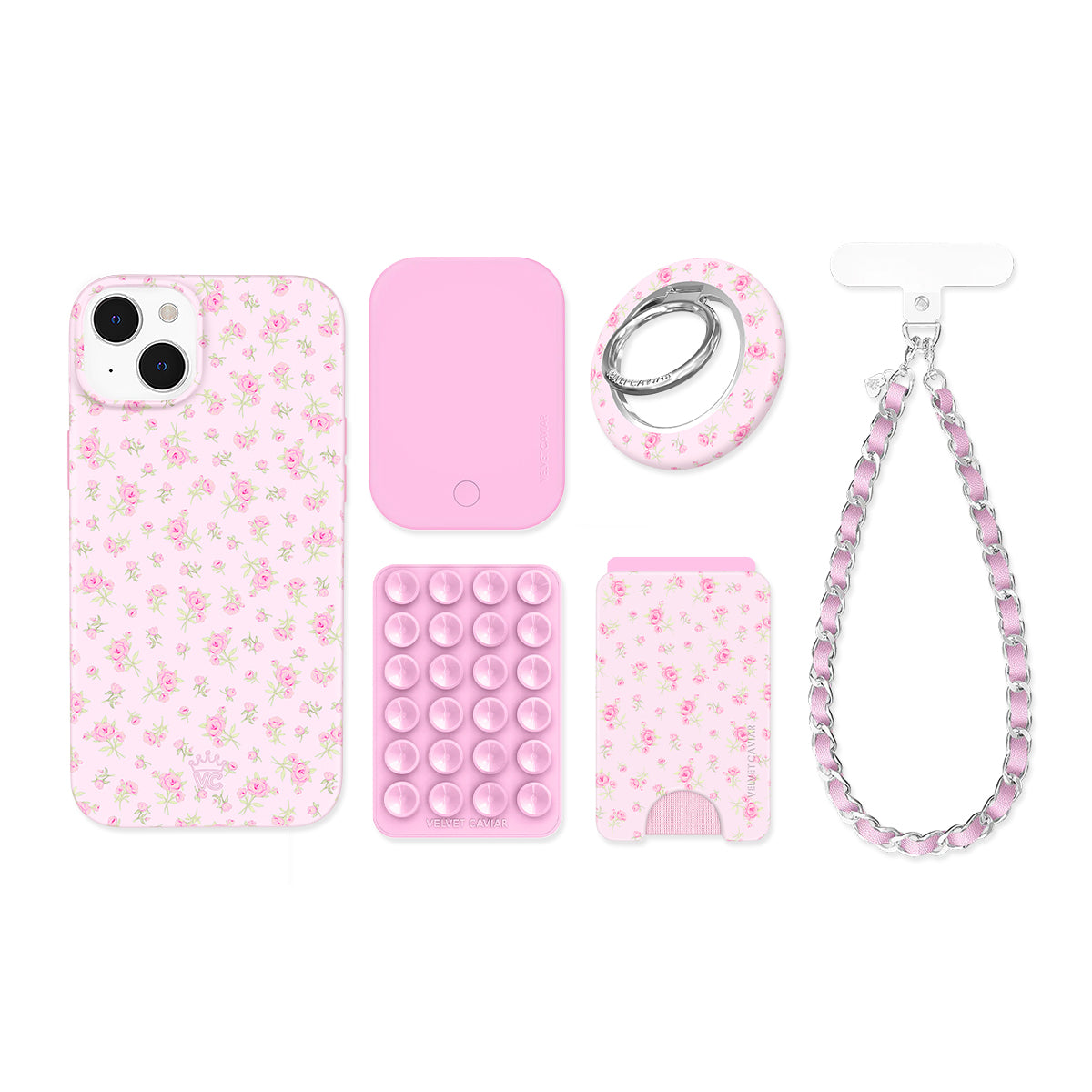 Dainty Pink Floral iPhone Bundle Set