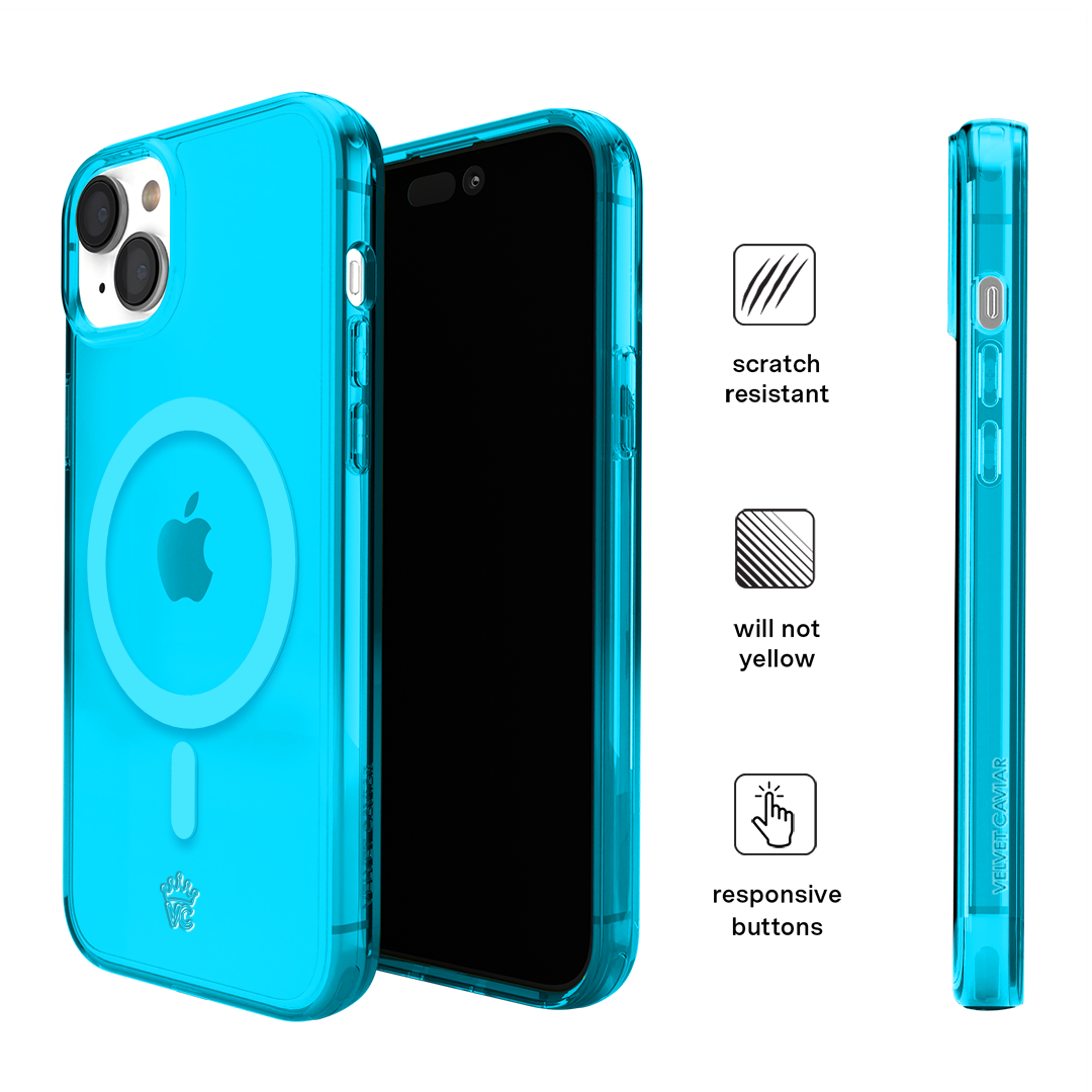 Neon Blue Clear iPhone Case