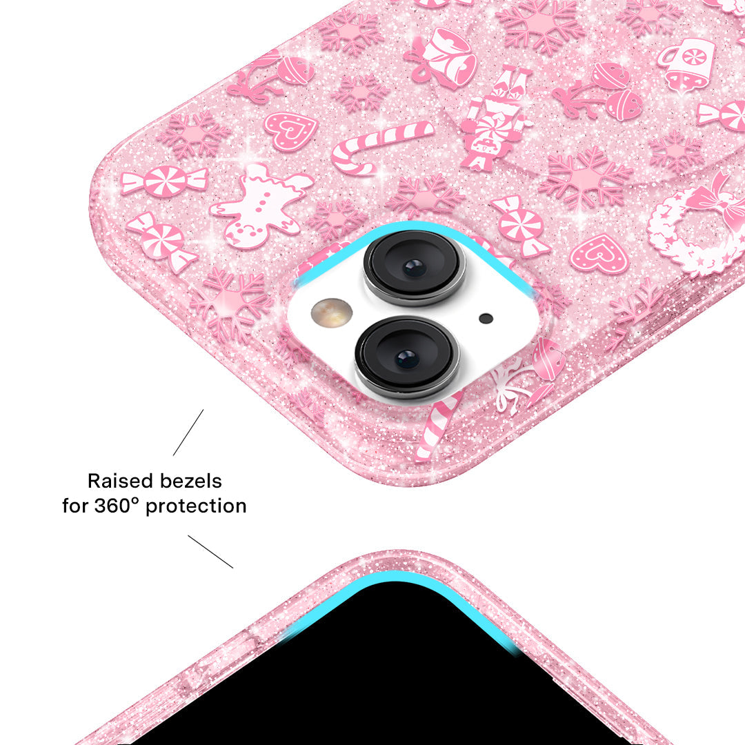 Pink Christmas Glitter iPhone Case