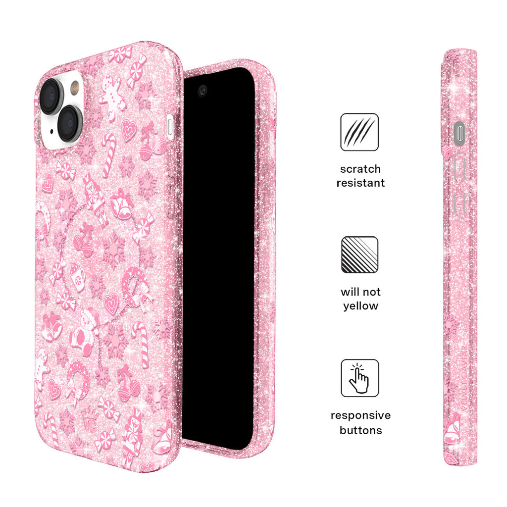 Pink Christmas Glitter iPhone Case
