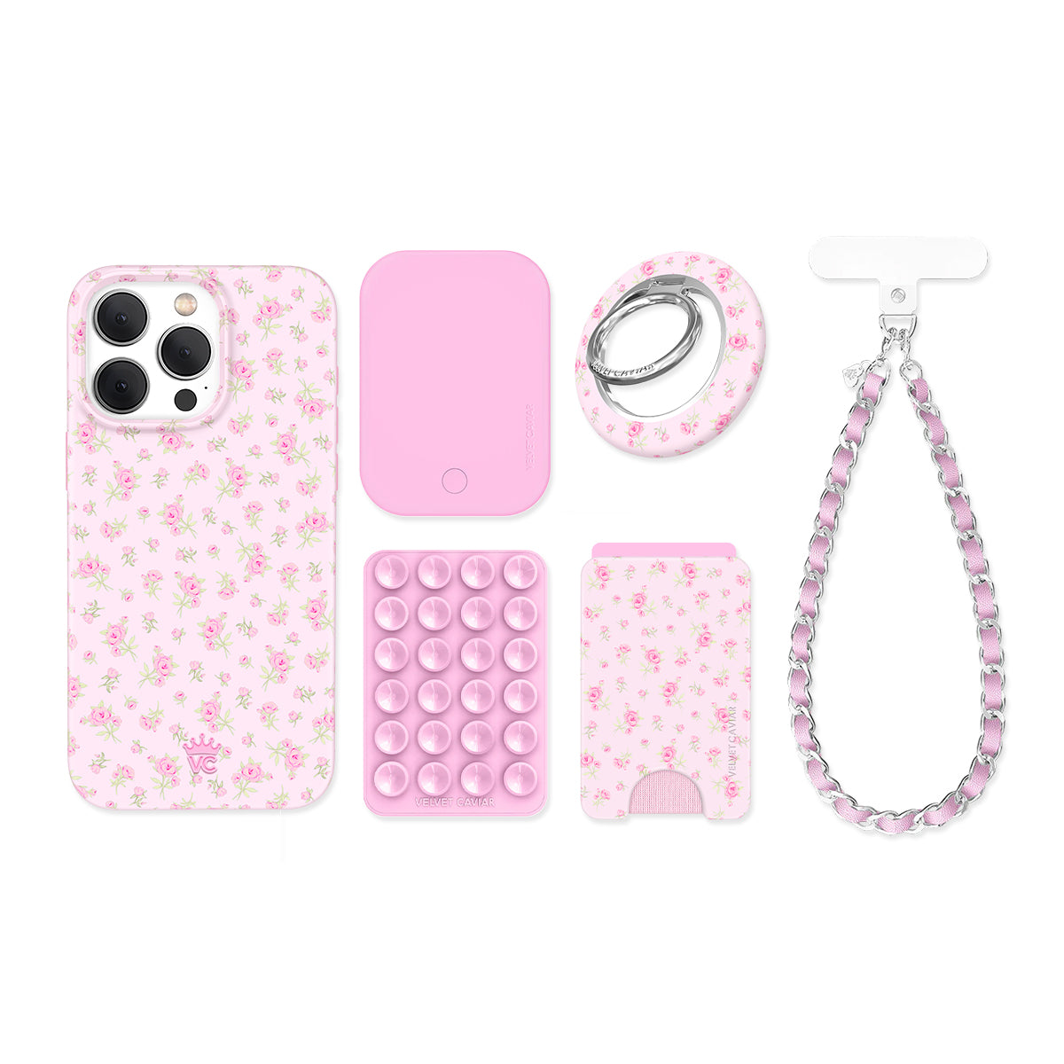 Dainty Pink Floral iPhone Bundle Set