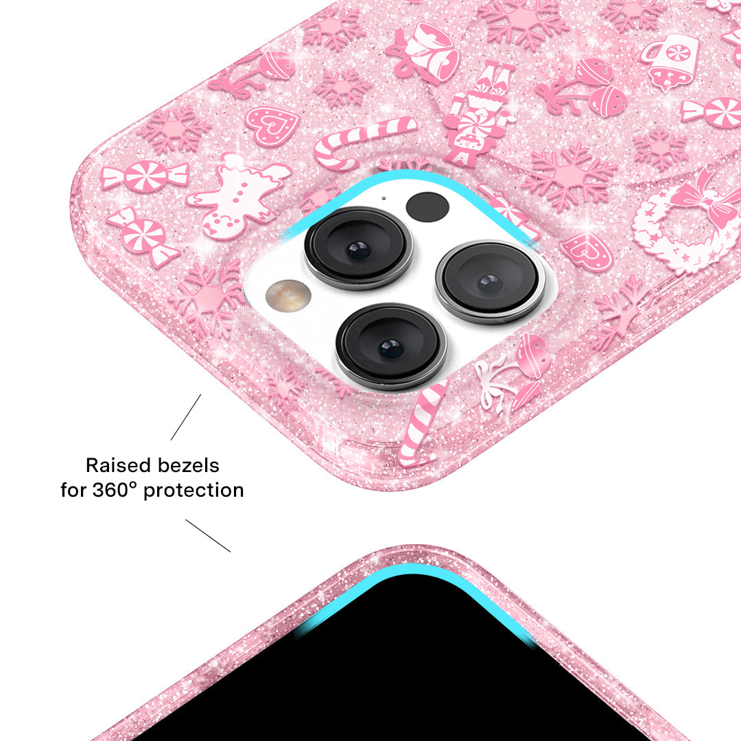 Pink Christmas Glitter iPhone Case