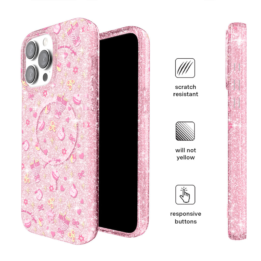 Pink Hanukkah Glitter iPhone Case