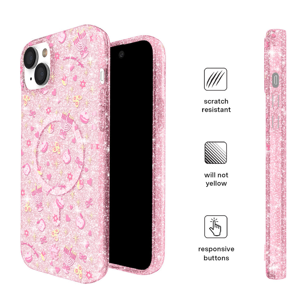 Pink Hanukkah Glitter iPhone Case