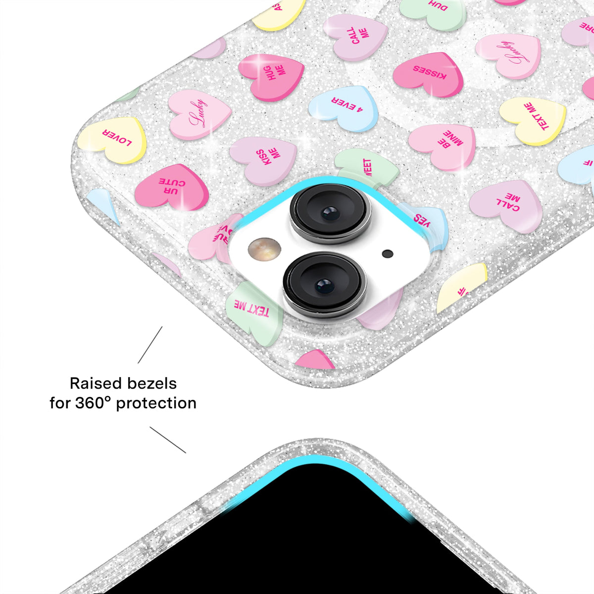 Sweet Hearts Glitter iPhone Case