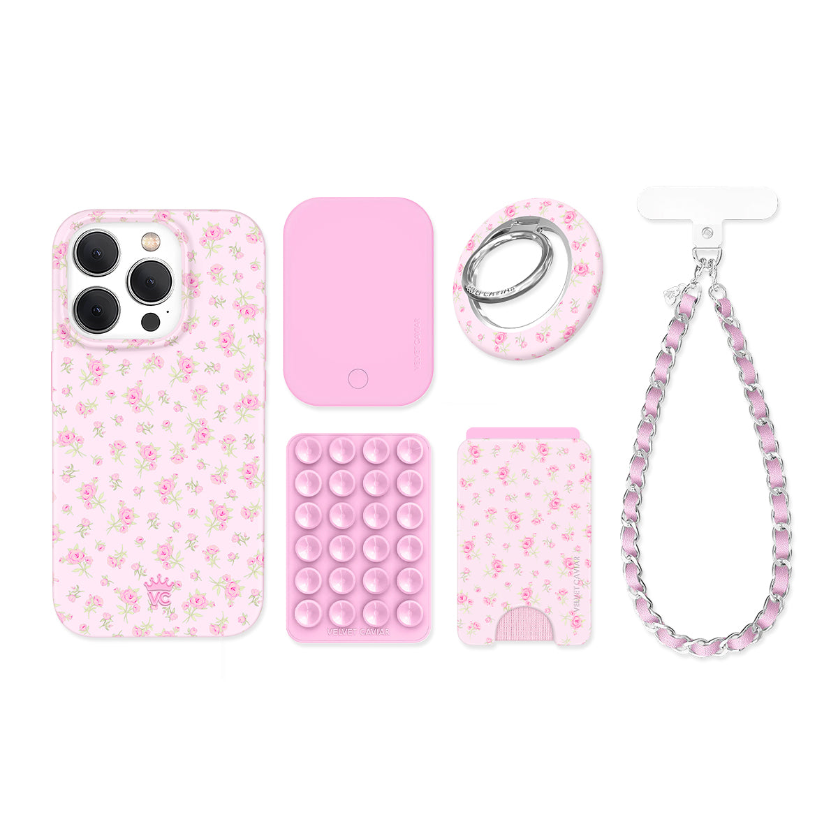 Dainty Pink Floral iPhone Bundle Set