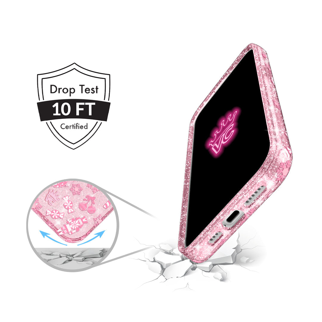 Pink Christmas Glitter iPhone Case