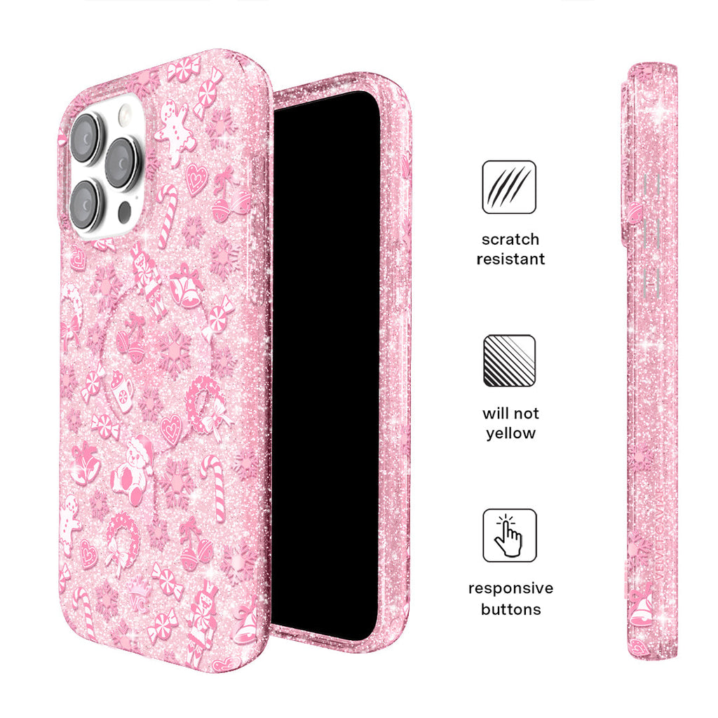 Pink Christmas Glitter iPhone Case