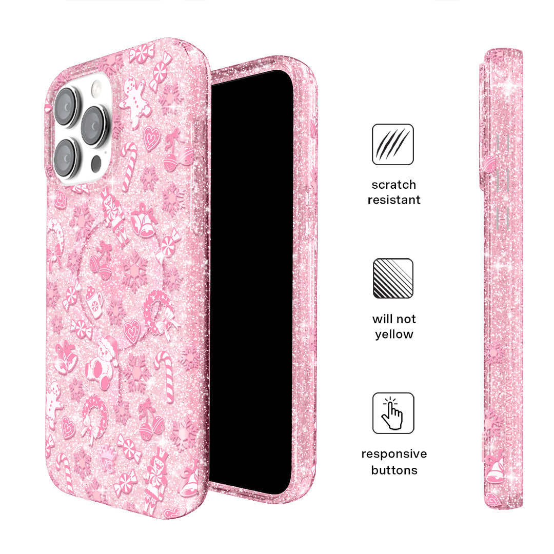 Pink Christmas Glitter iPhone Case