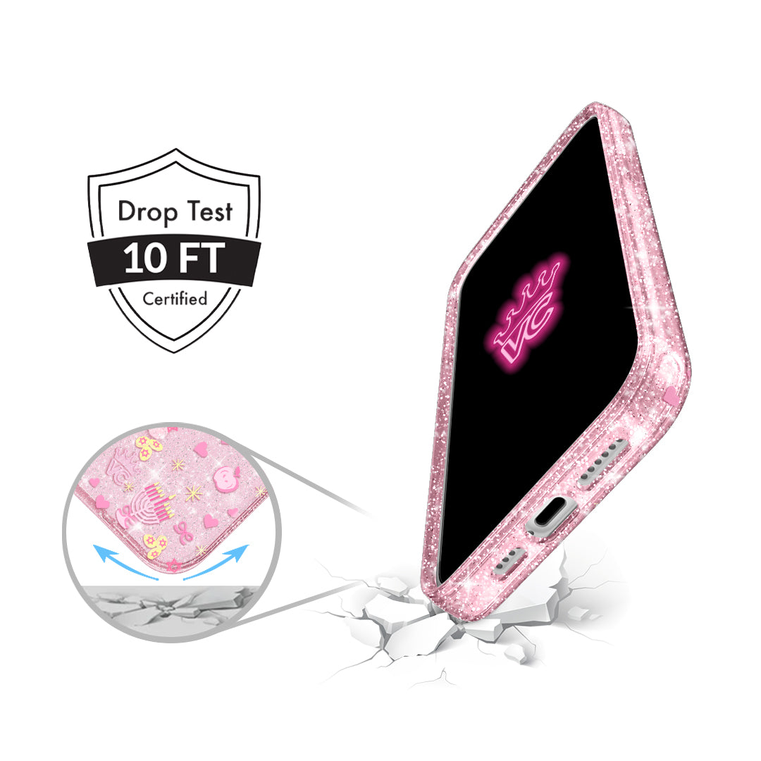 Pink Hanukkah Glitter iPhone Case
