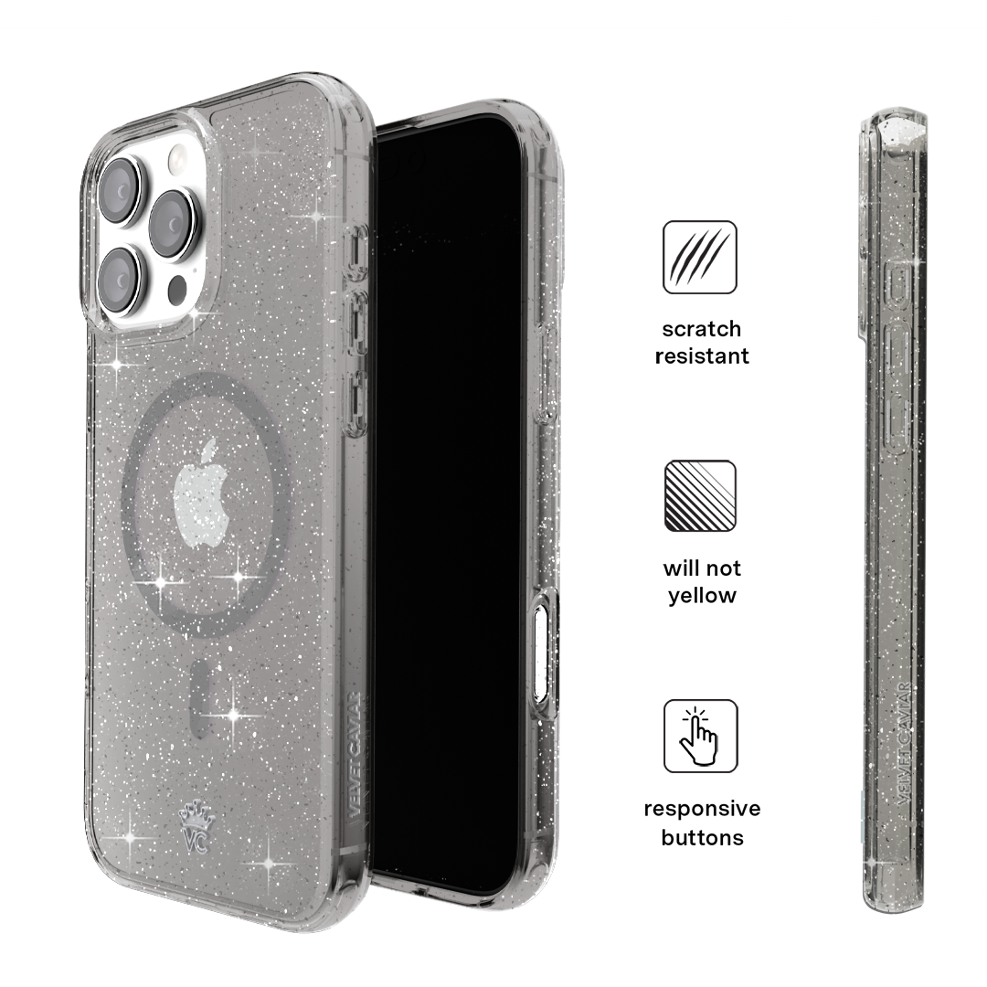 Grey Stardust Glitter iPhone Case