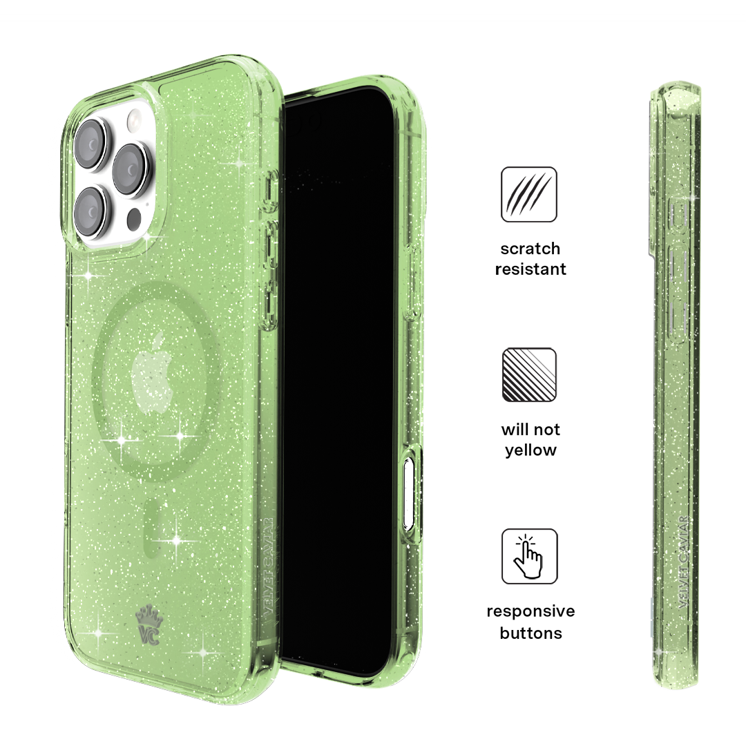 Lime Stardust Glitter iPhone Case