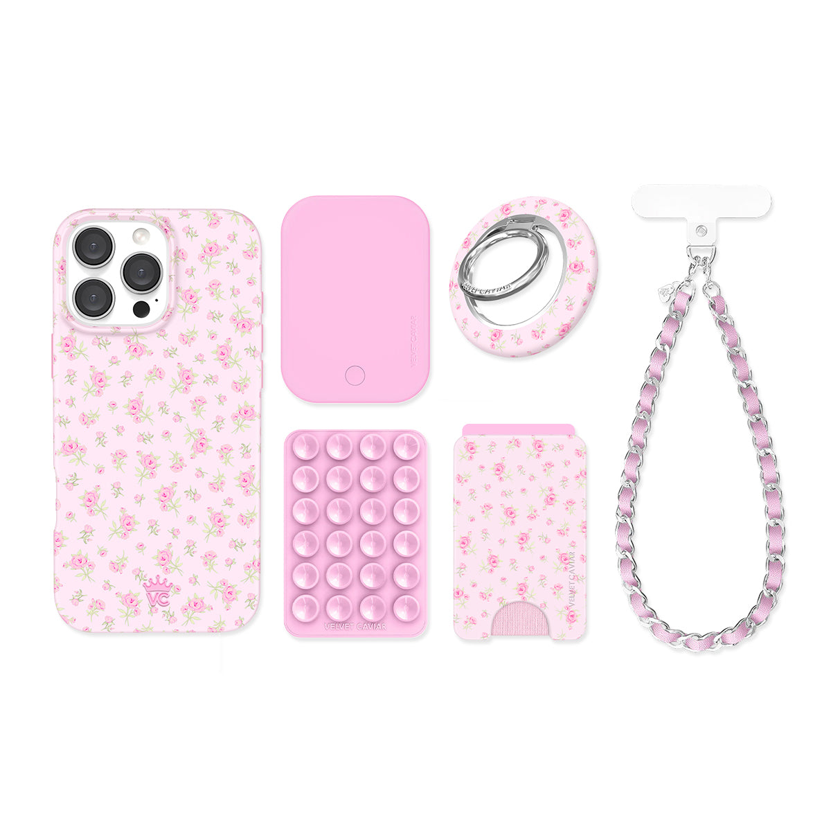 Dainty Pink Floral iPhone Bundle Set