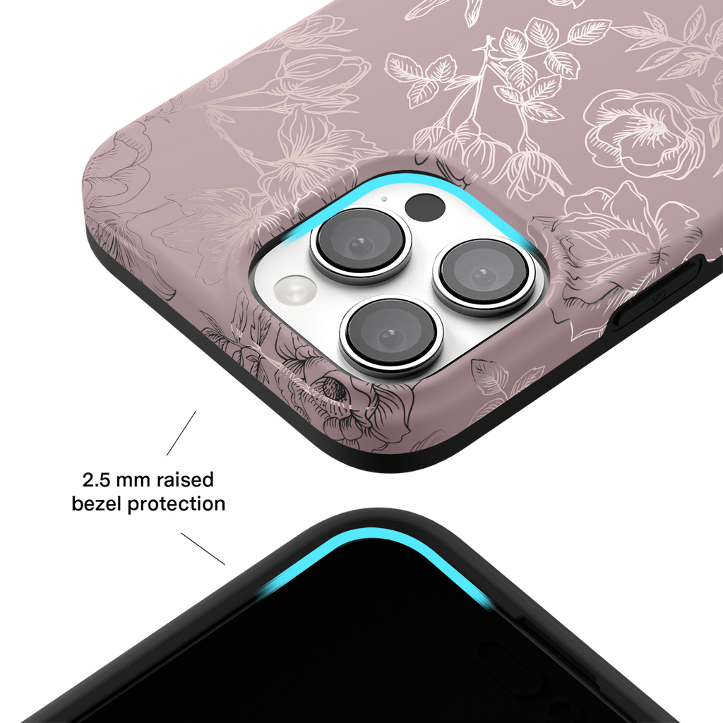 Dusty Rose Chrome Floral iPhone Case