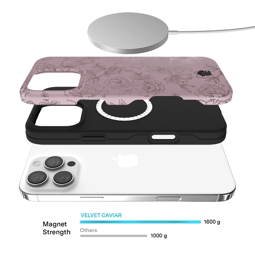 Dusty Rose Chrome Floral iPhone Case