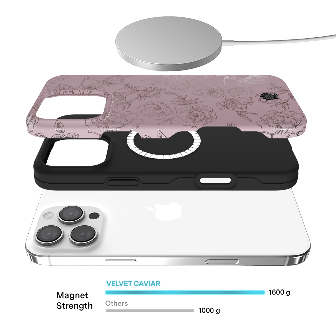 Dusty Rose Chrome Floral iPhone Case