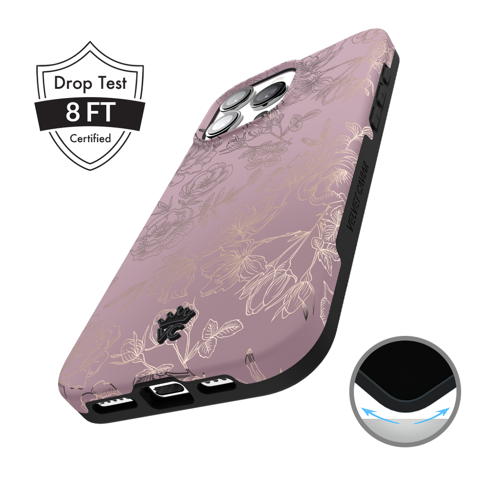 Dusty Rose Chrome Floral iPhone Case