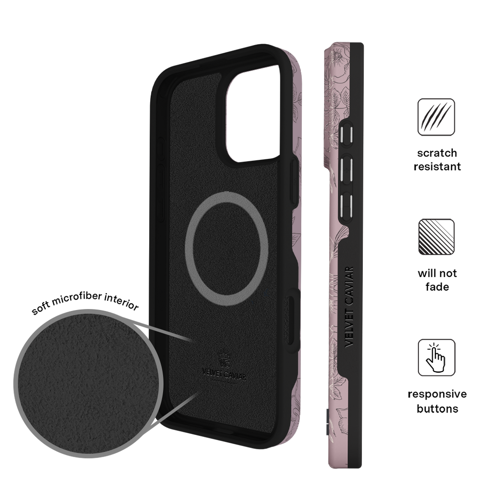 Dusty Rose Chrome Floral iPhone Case