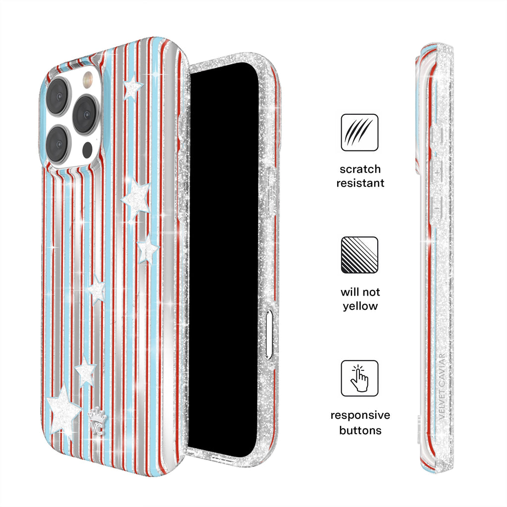 Stars & Stripes Glitter iPhone Case