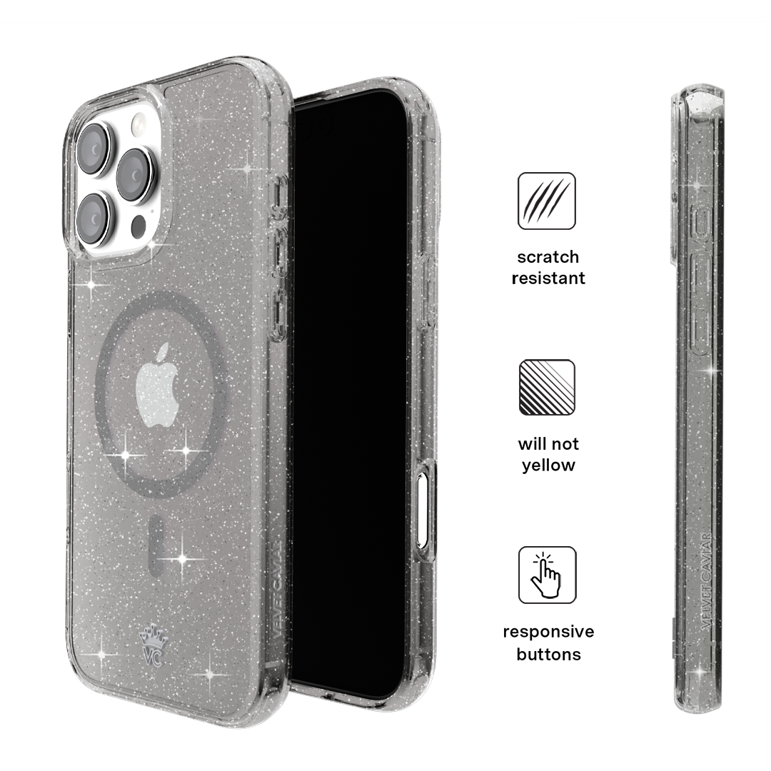 Grey Stardust Glitter iPhone Case