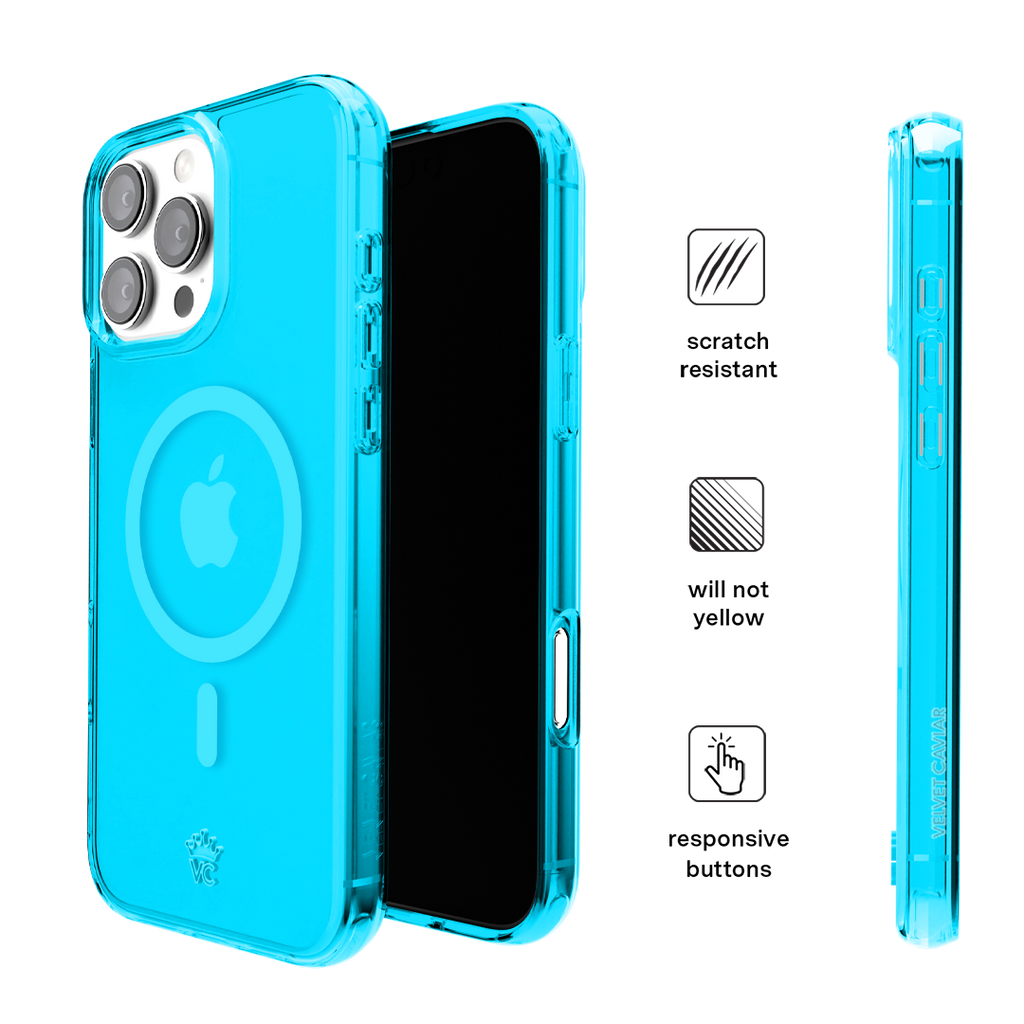 Neon Blue Clear iPhone Case