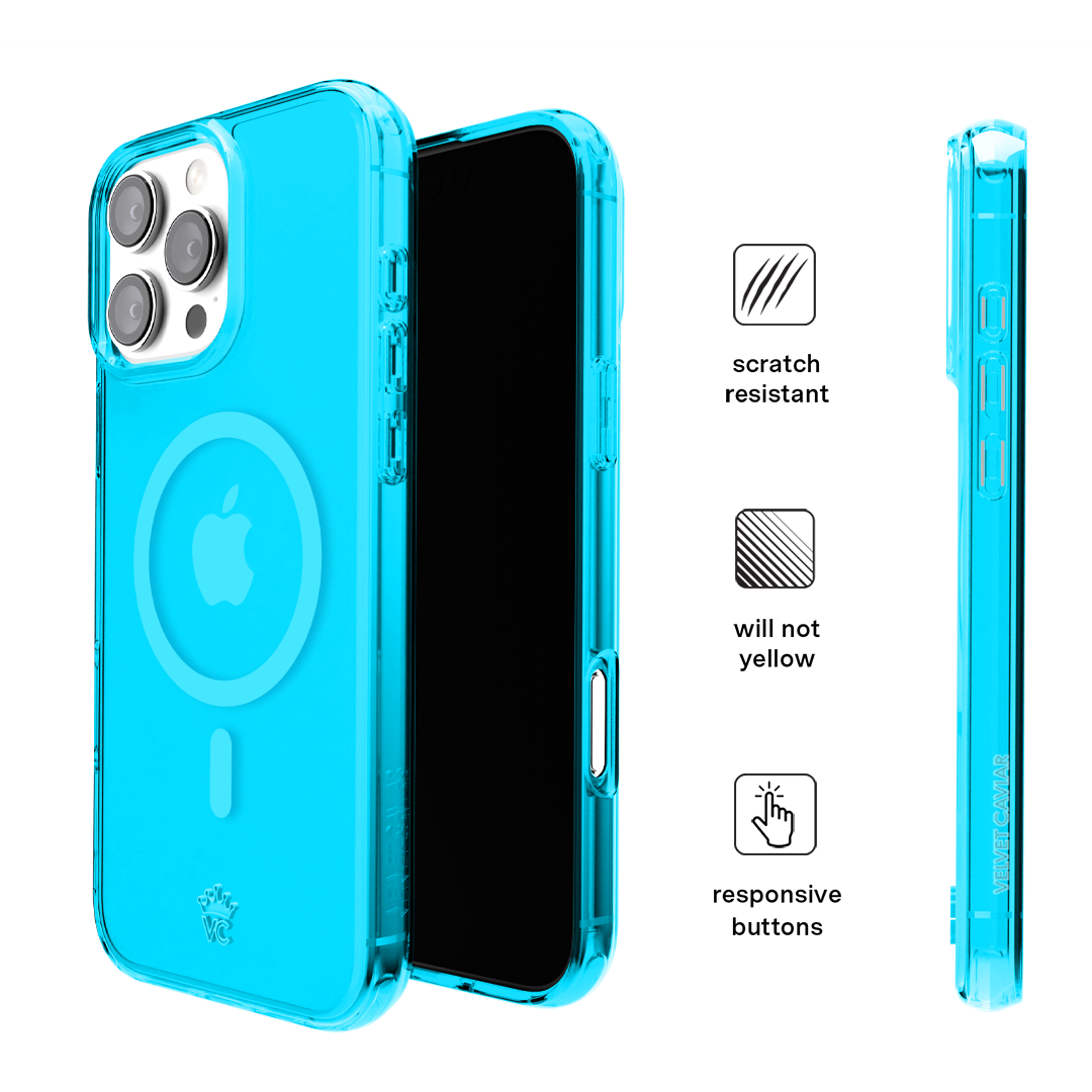 Neon Blue Clear iPhone Case