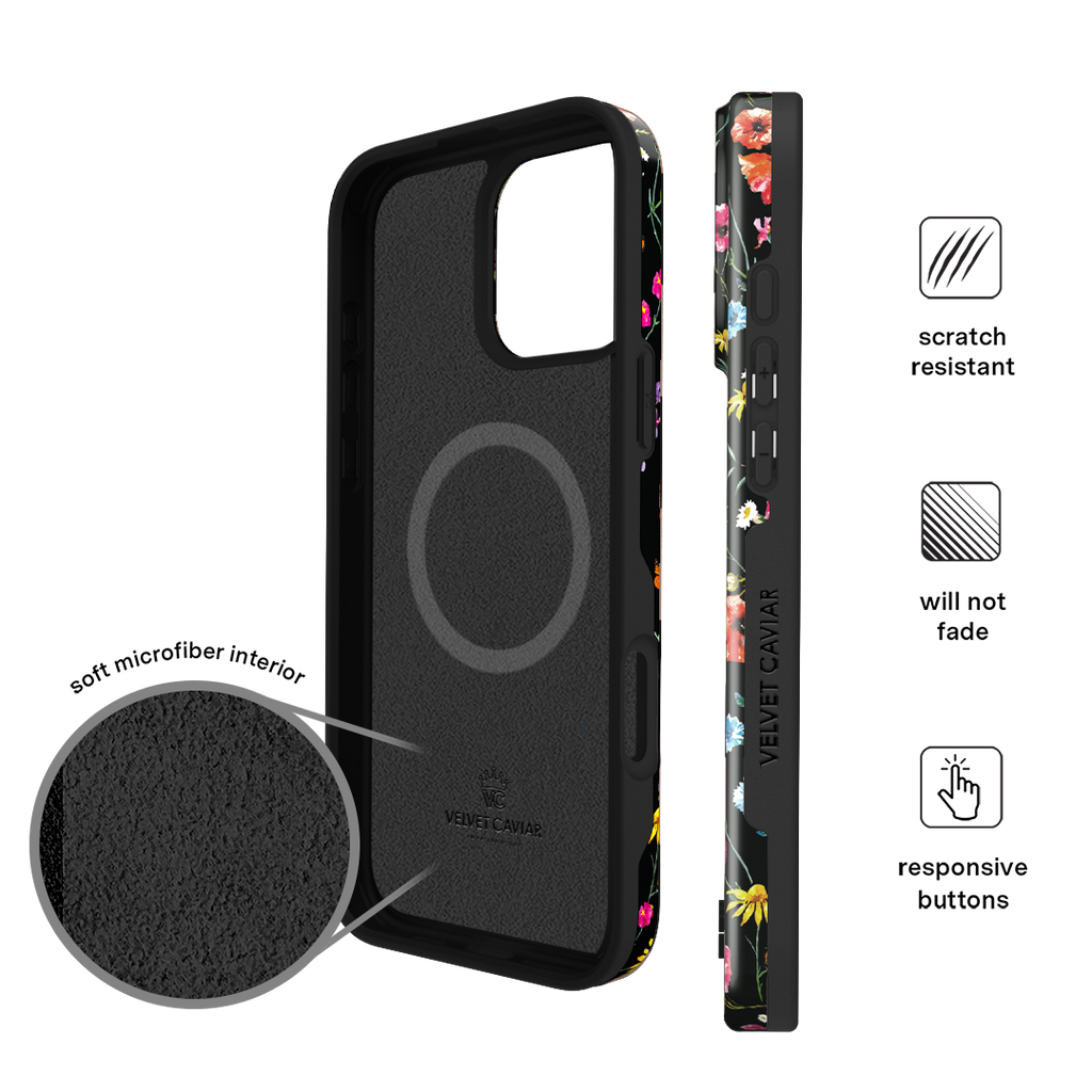 Black Wildflower iPhone Case