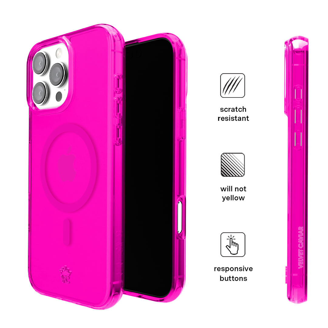 Neon Pink Clear iPhone Case