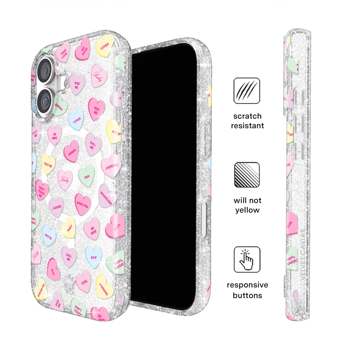 Sweet Hearts Glitter iPhone Case