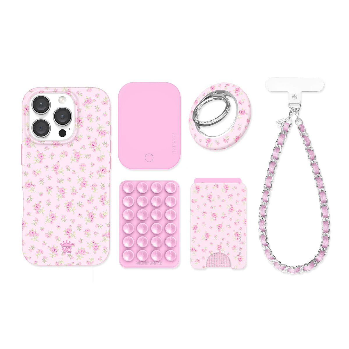 Dainty Pink Floral iPhone Bundle Set