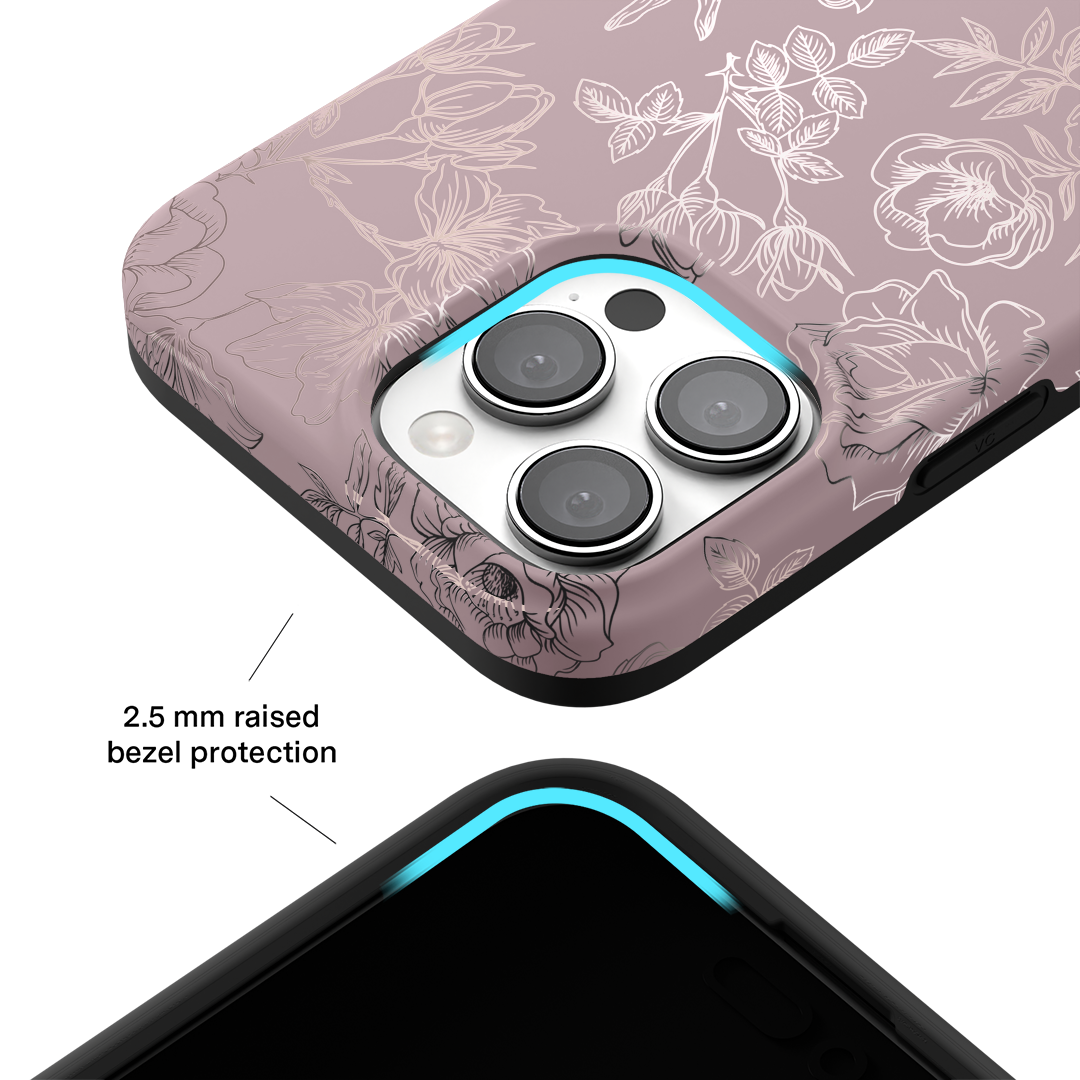 Dusty Rose Chrome Floral iPhone Case