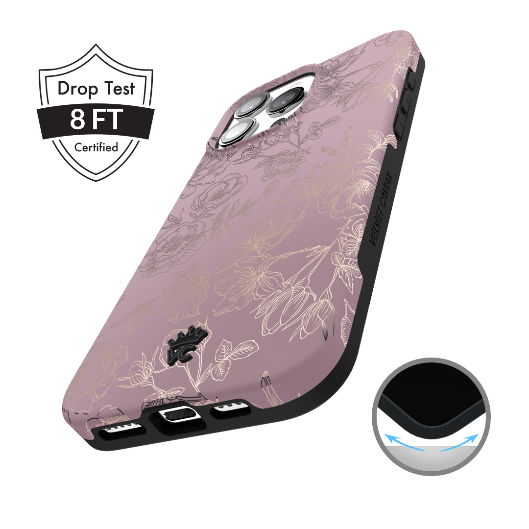 Dusty Rose Chrome Floral iPhone Case