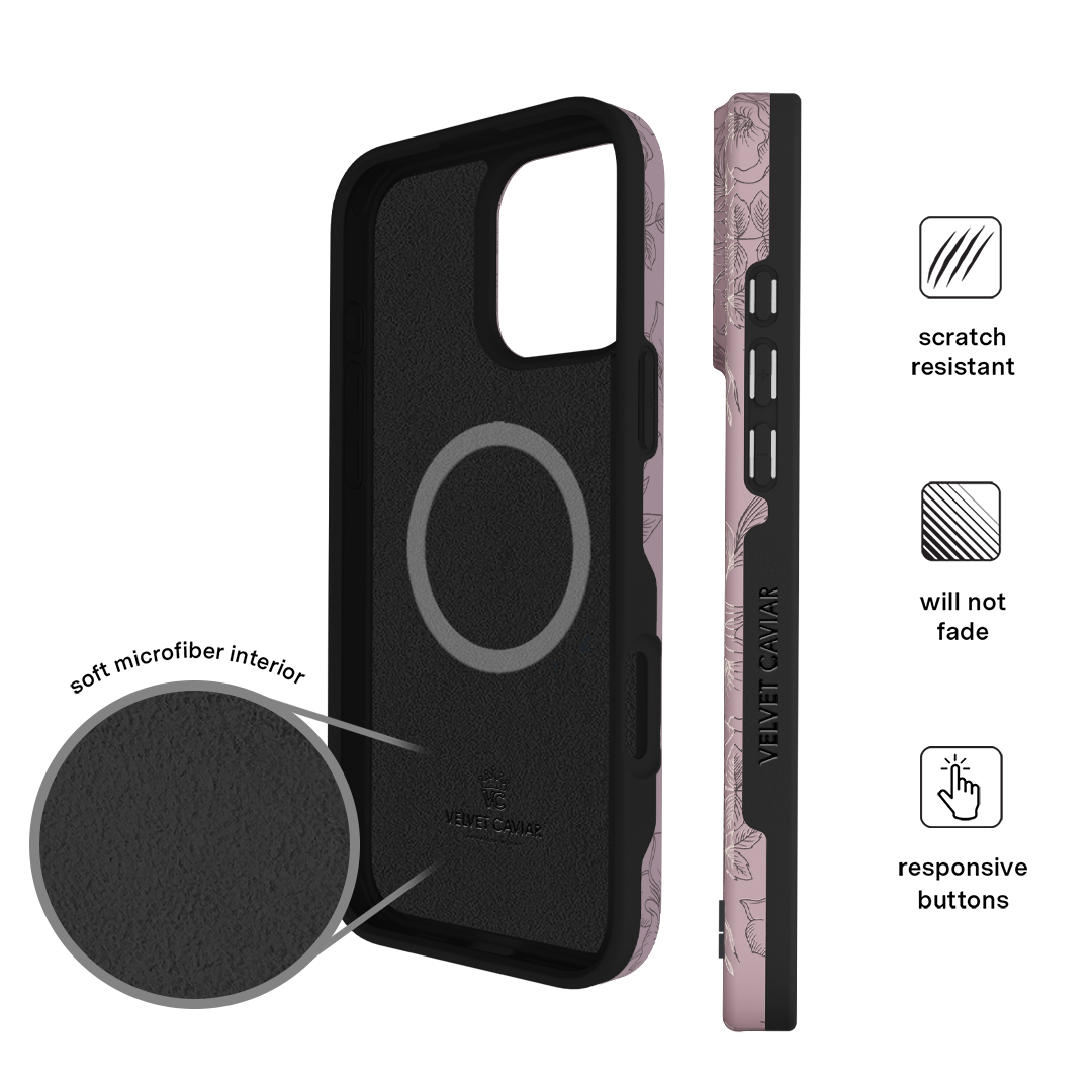 Dusty Rose Chrome Floral iPhone Case