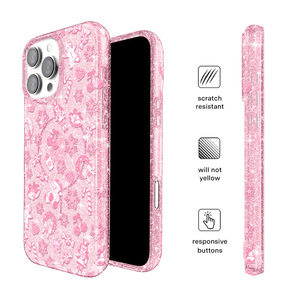 Pink Christmas Glitter iPhone Case