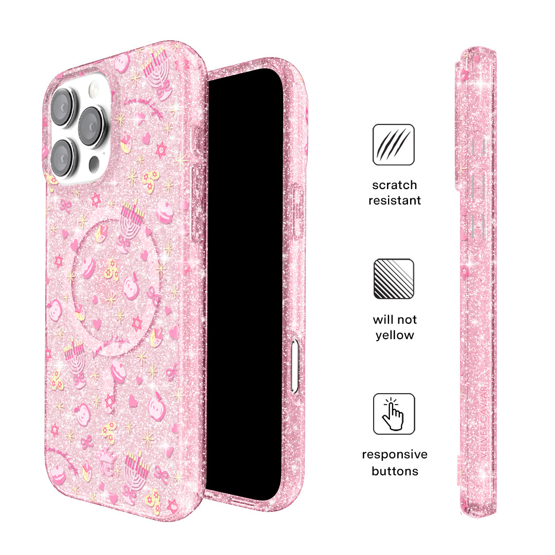Pink Hanukkah Glitter iPhone Case