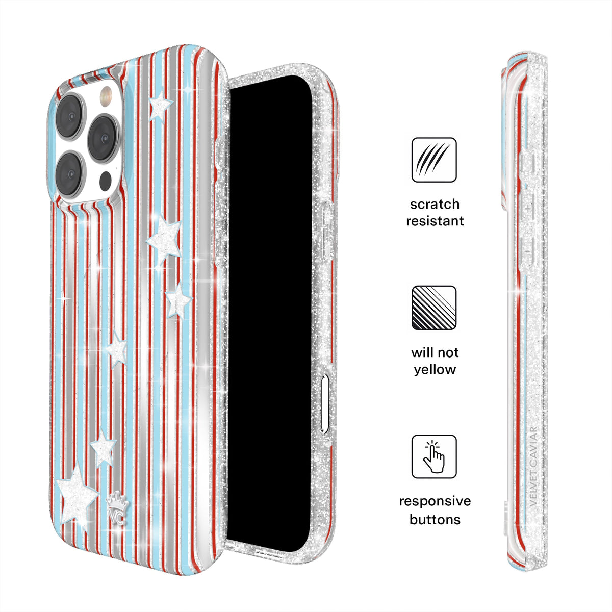 Stars & Stripes Glitter iPhone Case