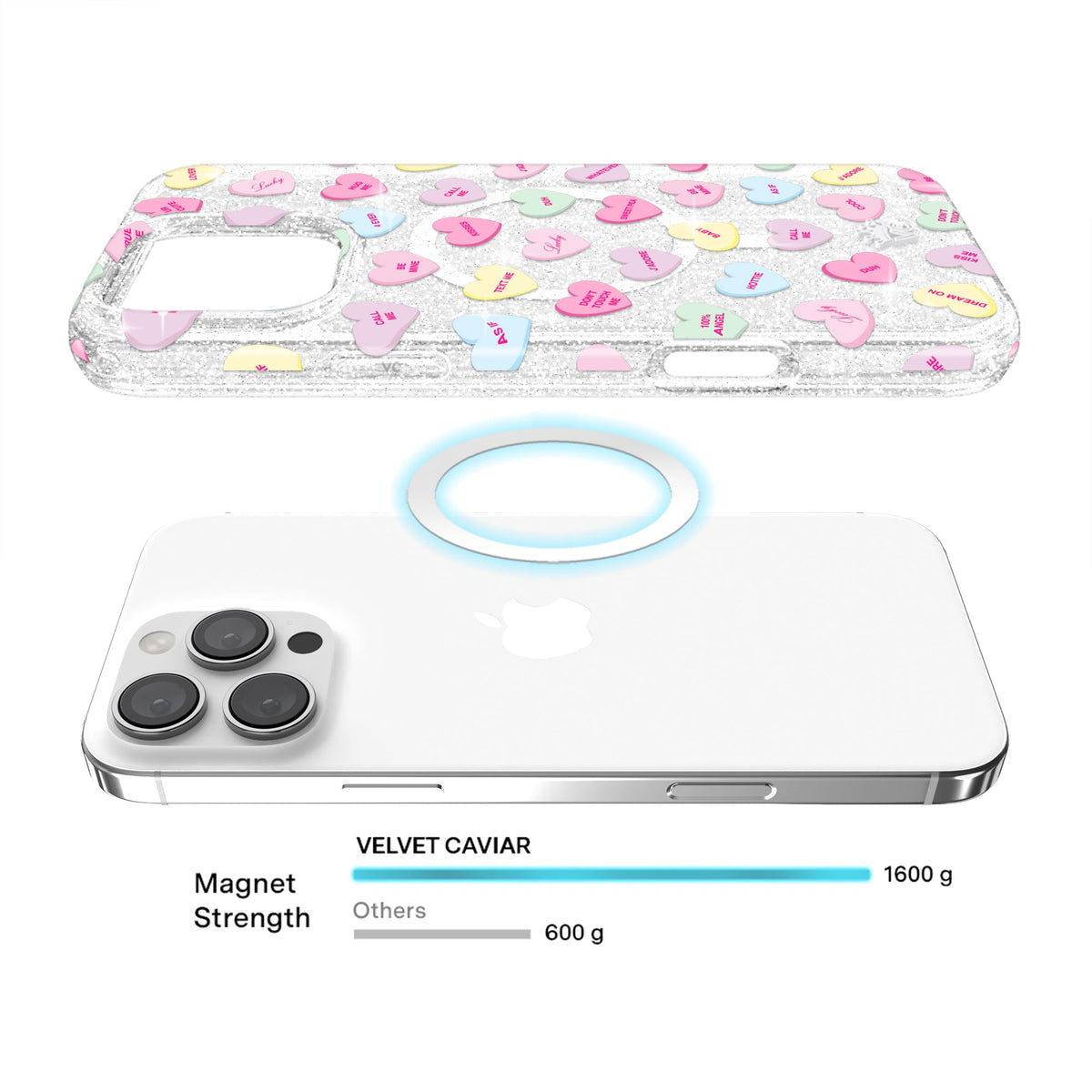 Sweet Hearts Glitter iPhone Case