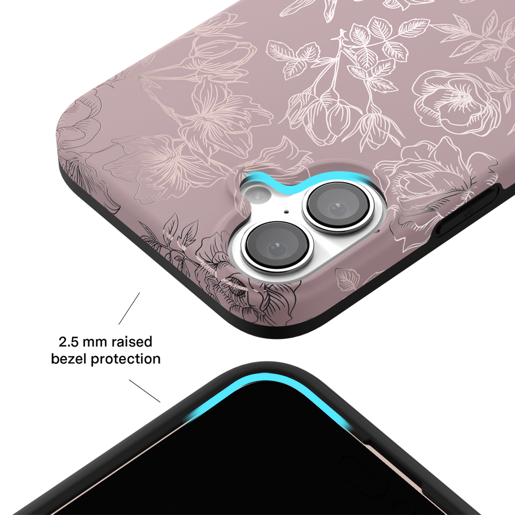 Dusty Rose Chrome Floral iPhone Case