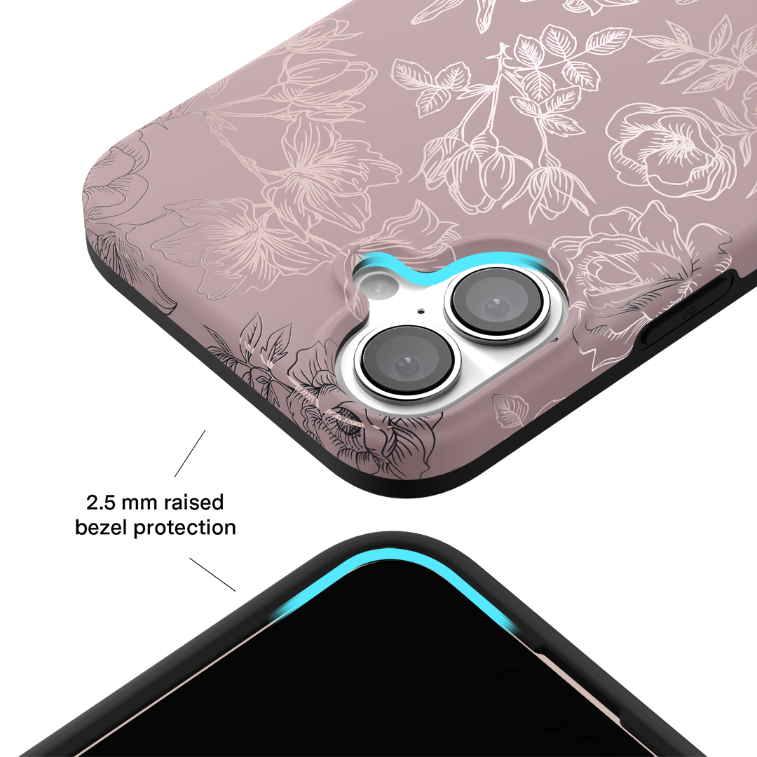 Dusty Rose Chrome Floral iPhone Case