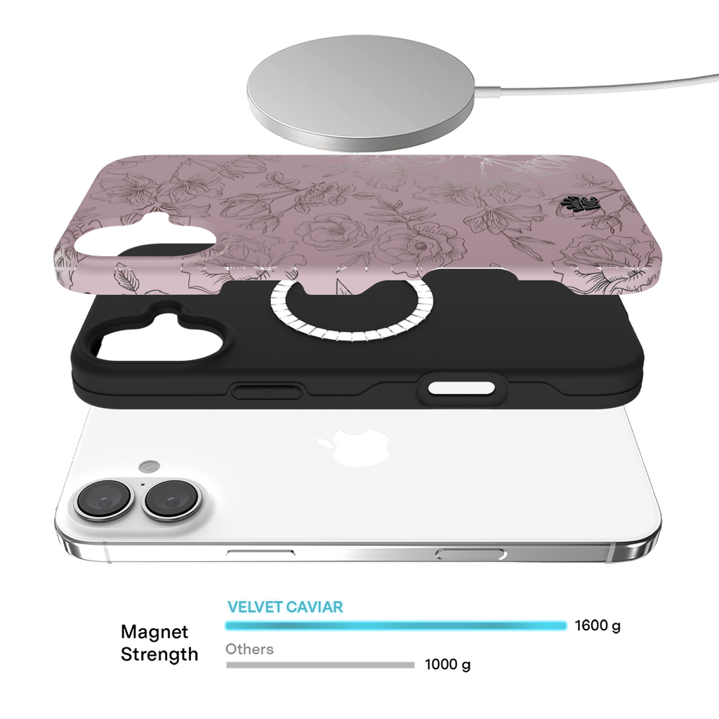 Dusty Rose Chrome Floral iPhone Case